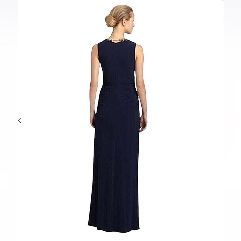 LAUNDRY BY SHELLI SEGAL BLACK SHIRRED JERSEY NECKLACE DRESS/GOWN size si… - Picture 3 of 16